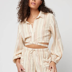 L*Space Beige Long Sleeve Play It Cool Top NWT Size XL